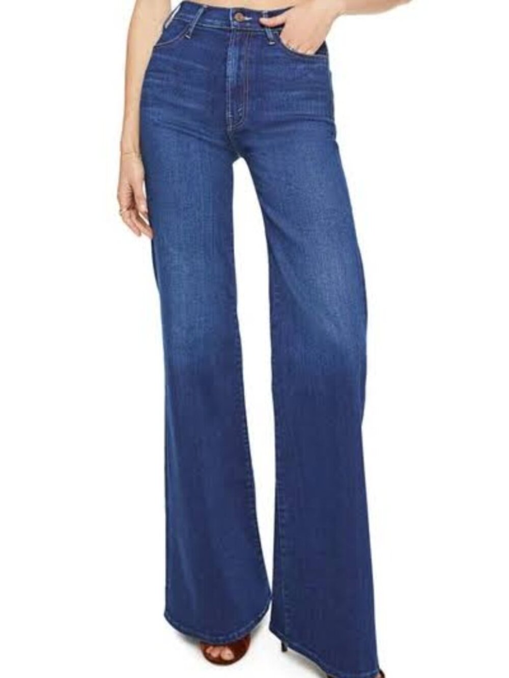 MOTHER The Hustler Roller Heel Jeans Small Pleasures 28 Wide Leg